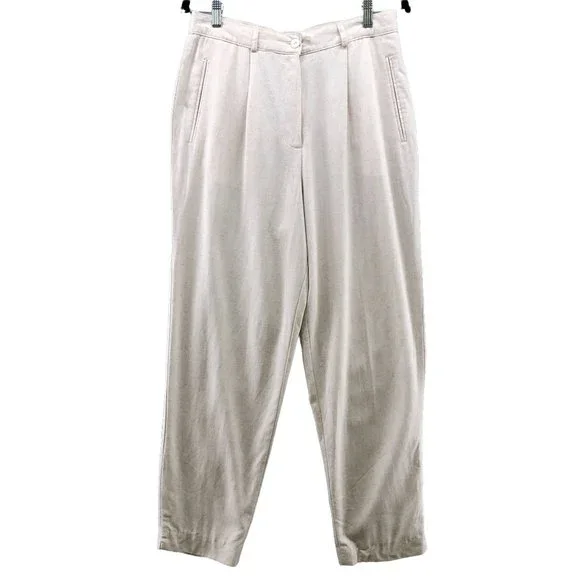 Vintage High Waisted Slub Cotton Breathable Relaxed Pants Womens Size 30 Oatmeal - Picture 1 of 12